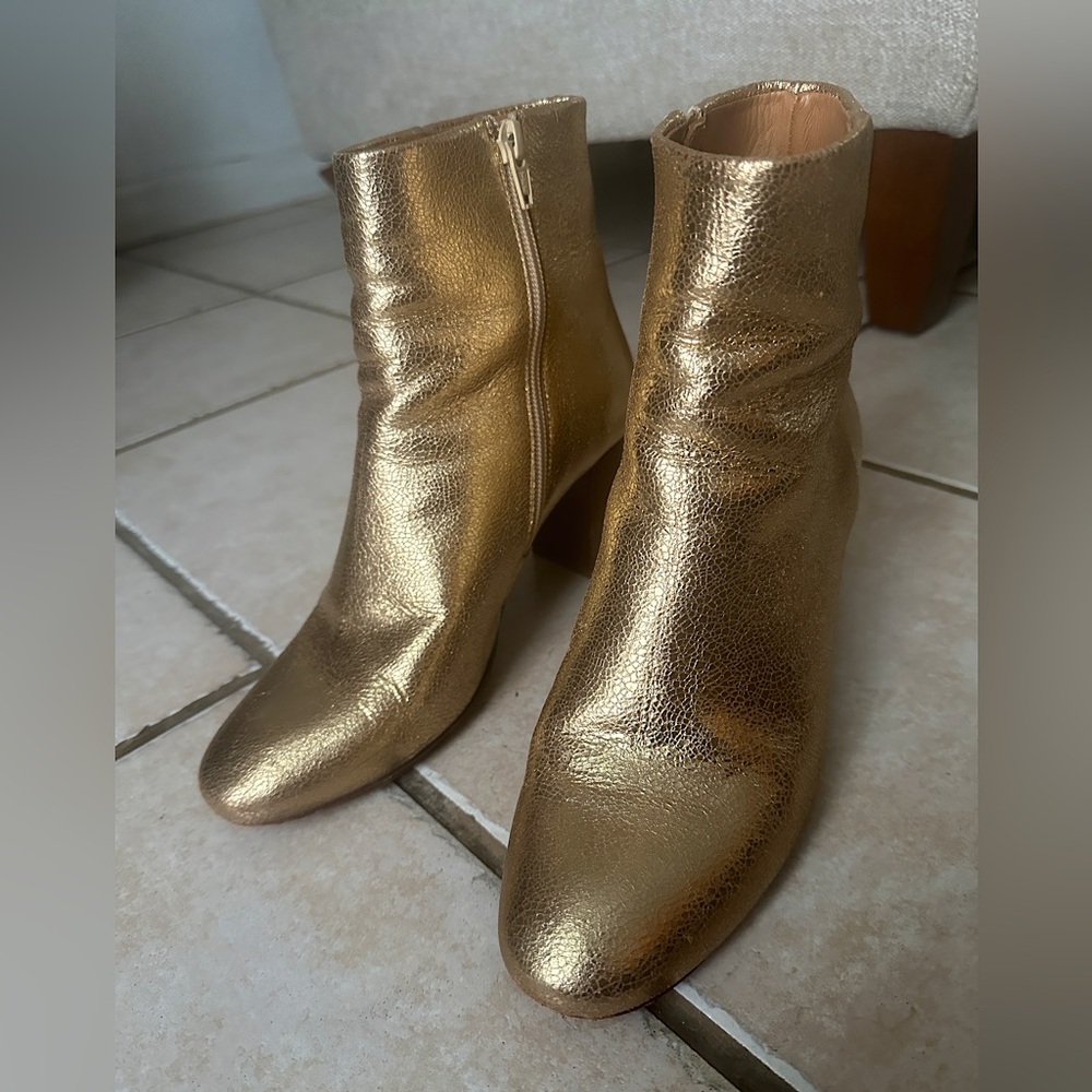 Sezane Lea Boots, Gold, Size 39